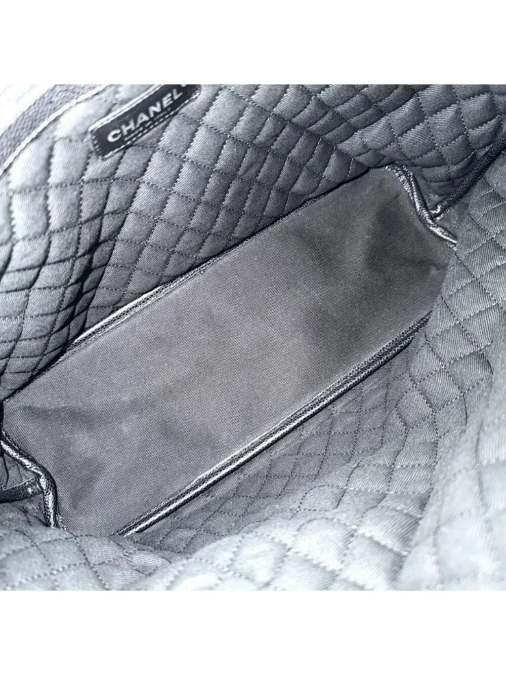 Chanel Tote Coco Travel Handbag CC Logo Shoulder Canvas Leather Black Red Silver